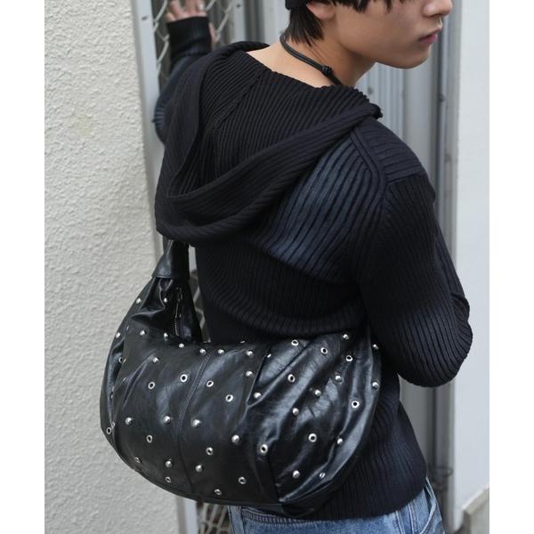 ショルダーバッグ 「Chikashitsu +」eyelet studs mixed cross b...