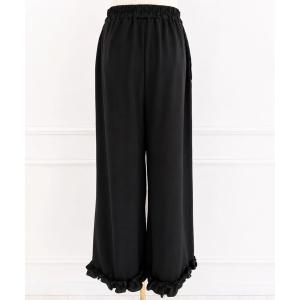 ワイドパンツ パンツ 裾フリルワイドパンツ レディース