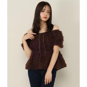 ブラウス シャツ 半袖 フラワーチュールブラウス（半袖）　1057354 レディース