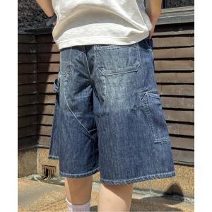 ハーフパンツ ジーンズ デニム デニムパンツ 短パン グリーンボウル「GREEN BOWL」Denim Washing Bermuda shorts/バミューダショーツ レディース メンズ