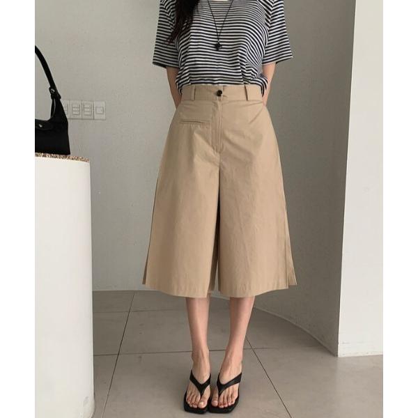 ワイドパンツ パンツ Aラインキュロットバミューダパンツ レディース