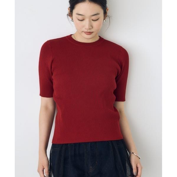 ニット セーター 「身長/骨格別着用画像あり」ハーフスリーブクルーネックニットトップス　夏服　秋服　...