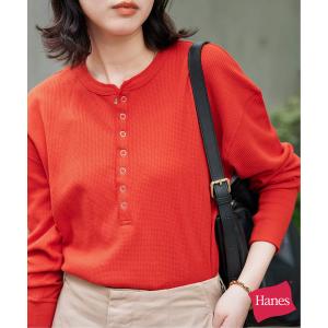 ヘンリーネック tシャツ HANES/ヘインズ SLOBE別注 ヘンリーネックワッフル ロンTEE レディース