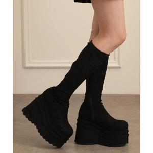 ロング ブーツ 超厚底ストレッチロングブーツ レディース