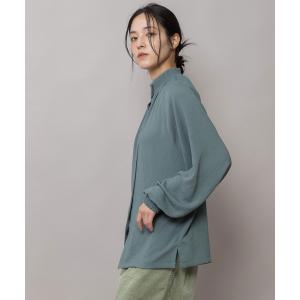ブラウス シャツ シルキーピーチスキンブラウス レディース