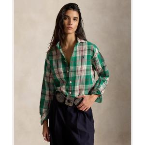 ラルフローレン ブラウス シャツ リラックス フィット チェック コットン シャツ レディース