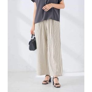 ワイドパンツ パンツ 麻調イージーワイドパンツ レディース
