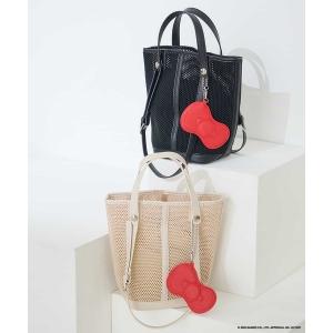 トートバッグ HELLO KITTY リボンポーチチャーム付きメッシュバッグ レディース