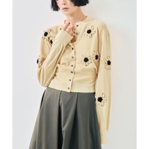 CLANE（クラネ） ： [レディース]FLOWER MOTIF KNIT CARDIGAN / 全2色
