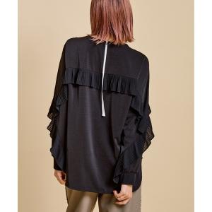 ブラウス シャツ プリーツフリルブラウス レディース