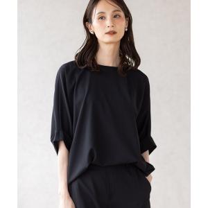 ブラウス シャツ 半袖 ストレッチシャーリングドルマンブラウス「接触冷感・UVカット・遮熱・セットアップ対応」 レディース
