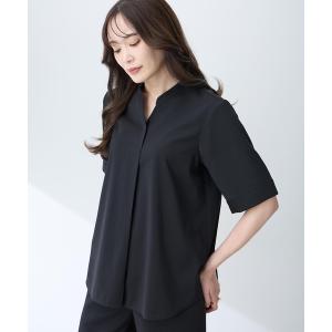 ブラウス シャツ 半袖 ストレッチスキッパーブラウス「接触冷感・UVカット・遮熱・セットアップ対応」 レディース
