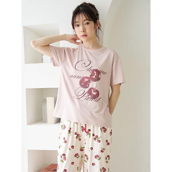 パジャマ ルームウェア 「Moilis」チェリーモチーフTシャツ レディース