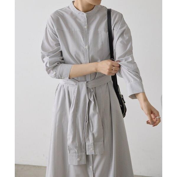 ワンピース 「アレンジ可能」シャツ風ストール付ストライプシャツワンピース「SUM1 STYLE(スミ...