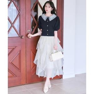 ロング スカート 夏 ウェーブラッフルボリュームシアースカート