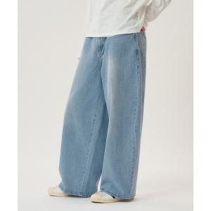 ワイドパンツ パンツ WIDE SLUB TAPERED DENIM PANTS／ワイド スラブ テーパード デニム パンツ メンズ レディース