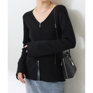 ニット セーター フロントジップリブニット レディース