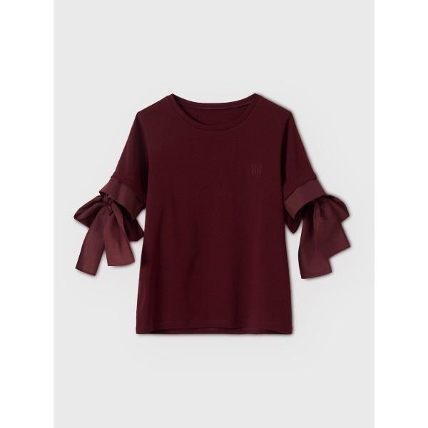 tシャツ 半袖 ATTACHED PAPILLON RIBBON TEELARA レディース