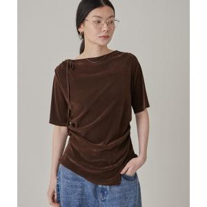 tシャツ 半袖 「肩紐のアレンジ可能」シアーベロアドロストTシャツ レディース