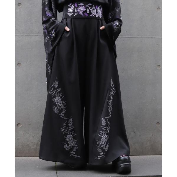ワイドパンツ パンツ 護符刺繍ワイドパンツ メンズ