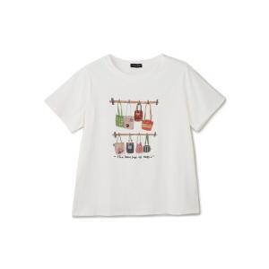 tシャツ 半袖 メニーバッグモチーフビジューTシャツ レディース