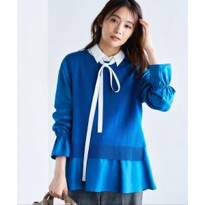 tシャツ 「洗える／1枚でコーデ完成」重ね着風ニットトップス レディース
