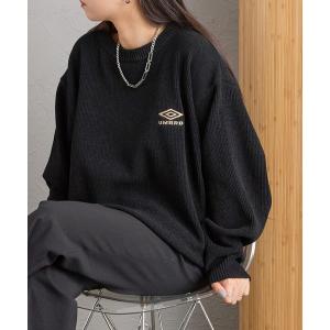 ニット セーター 「WEB先行予約」「UMBRO/アンブロ」 別注 ワンポイントロゴ刺繍 モールニットプルオーバー レディース メンズ