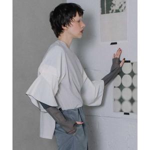 tシャツ タックフレアースリーブトップス レディース