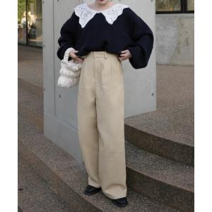 ワイドパンツ チノパン カーブチノパンツ レディース