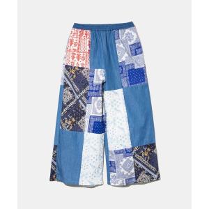ワイドパンツ パンツ ScoLar/スカラー　異素材MIXパンツ レディース