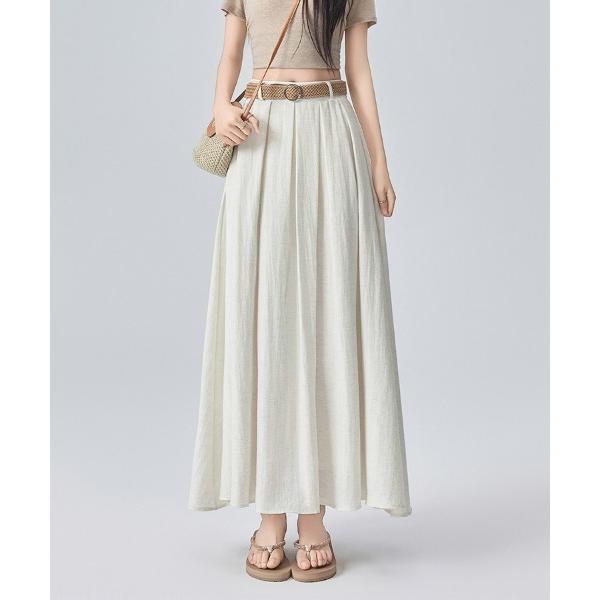 ロング スカート タック入りロングフレアスカート