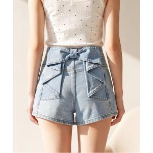 ジーンズ デニム デニムパンツ ウシロリボンショートパンツ レディース