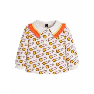tシャツ フラワーピン柄ビッグカラートップス キッズ 子供服 男の子 女の子