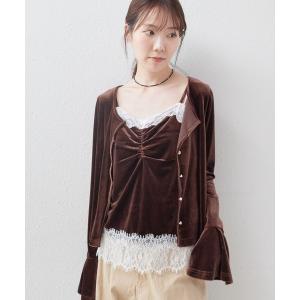 tシャツ レーストリムベロアアンサンブル レディース