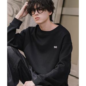 トレーナー スウェット 裏起毛 PENNEYS ぺニーズ 別注コラボ オーバーサイズ裏起毛ワンポイントロゴワッペン刺繍スウェット/クルーネック長袖トレーナー