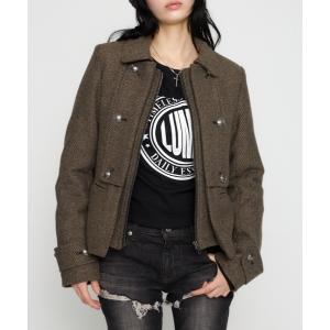 コート アウター OVERLAP DOUBLE TWEED コート レディース