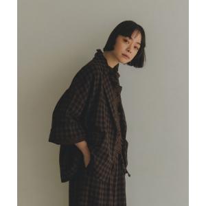 ジャケット テーラードジャケット 「natural by clip」チェックハーフスリーブジャケット レディース