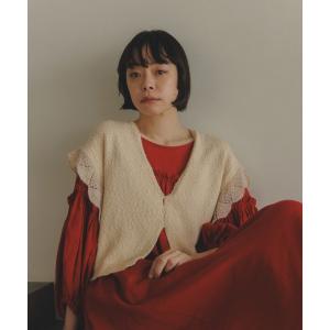 ニット セーター 「natural by clip」5Gスカシフリルベスト レディース