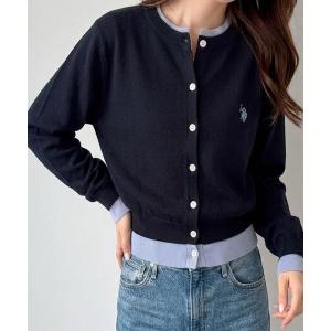 カーディガン GeeRA別注「U.S. POLO ASSN.」レイヤード風配色カーディガン レディース