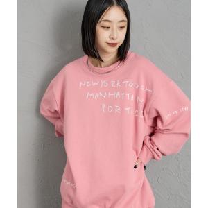 トレーナー スウェット 「MANHATTAN PORTAGE/マンハッタンポーテージ」 別注 ランダムロゴ刺繍 クルーネックスウェット レディース メンズ
