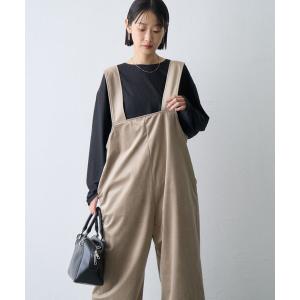 サロペット オーバーオール ∴「2サイズ展開/前後2WAY」マットベロア裾ドロストサロペ レディース