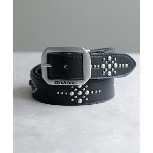 ベルト Dickies ディッキーズ サイズ調整可能 35mm PUレザー スクエアバックルスタッズベルト メンズ レディース