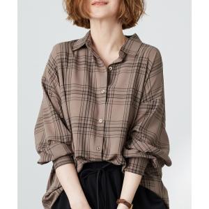 ブラウス シャツ シアージョーゼット素材チェック柄シャツ レディース