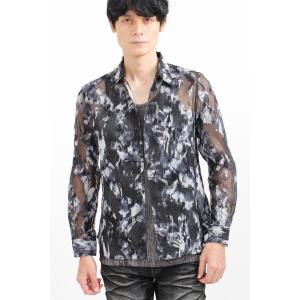シャツ TORNADO MART∴ペイントフロッキーオーガンジーシャツ メンズ