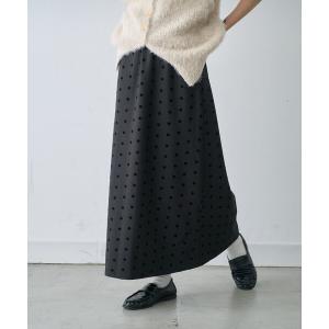 ロング スカート ∴「2サイズ展開」ドットフロッキーツイルナロースカート