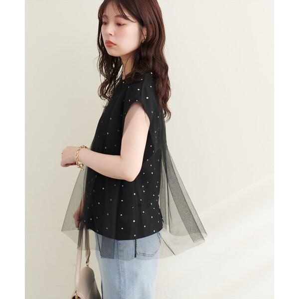 tシャツ チュール重ねノースリTOPS レディース