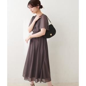 ワンピース 半袖 ピンタックフレア袖ワンピース