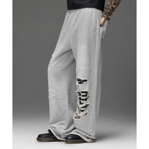 ワイドパンツ スウェットパンツ ジャージ LAYERED DISTRESSED SWEATPANTS レディース メンズ