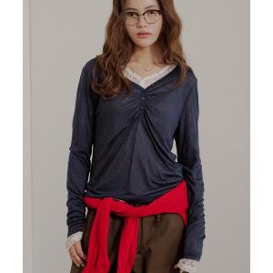 tシャツ 「set item」sheer layered gather tops / シアーレイヤードギャザーロンTセット レディース