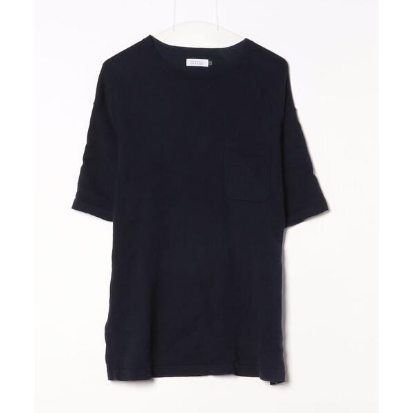 「BARNEYS NEWYORK」 半袖ニット M ネイビー メンズ